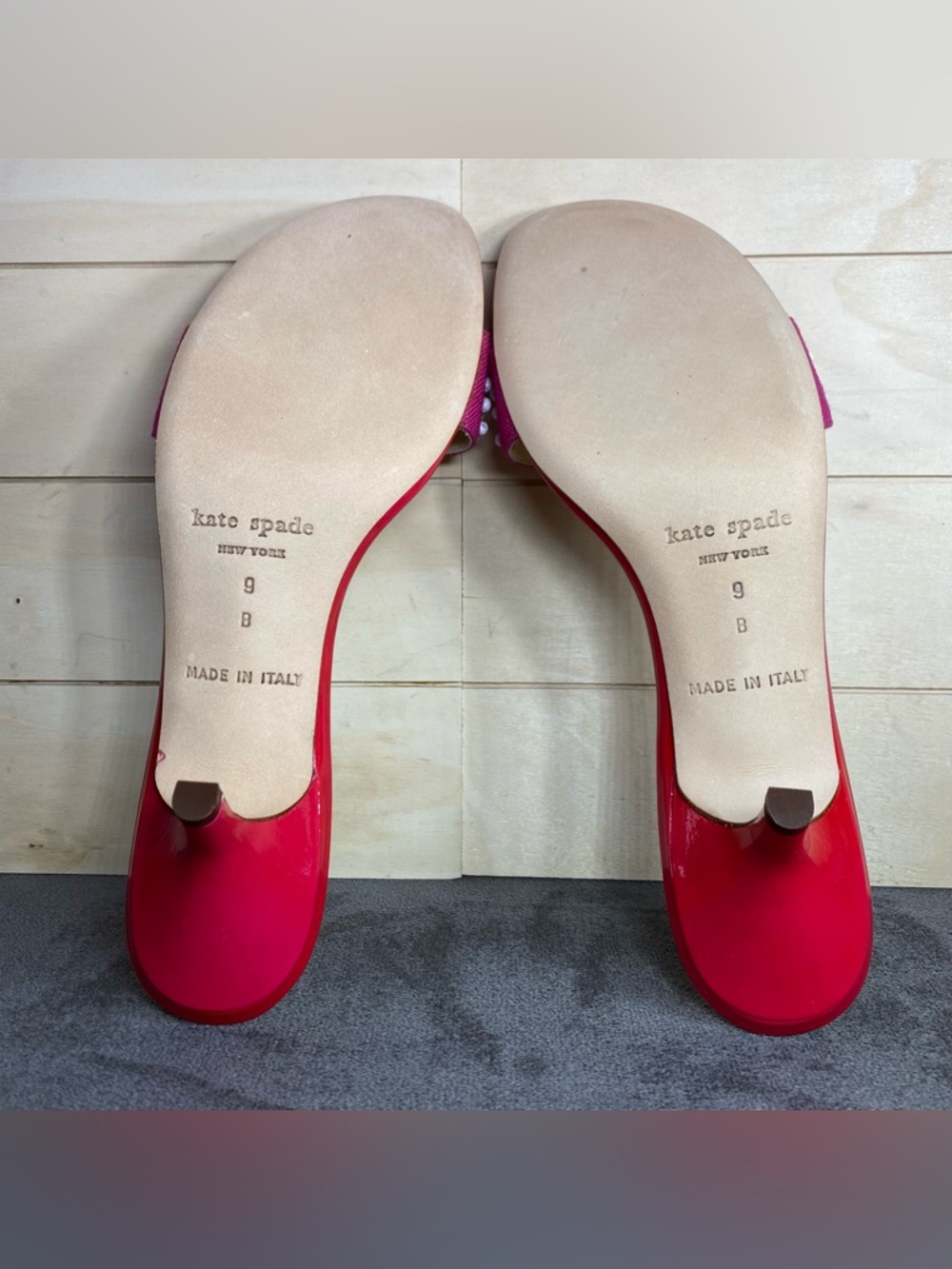 Kate Spade Chance Pink Linen Pumps Women's Size 9 Shoes B Leather Kitten Heels - Picture 8 of 9